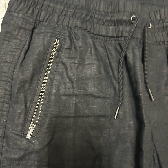 Athleta Cabo Linen Black Jogger Pants zippered pockets drawstring - Picture 4 of 11